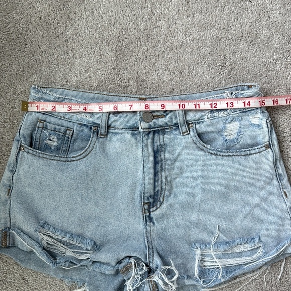 PacSun Blue Jean Shorts Distressed High-Waisted Mom Short size 27 - Picture 5 of 7